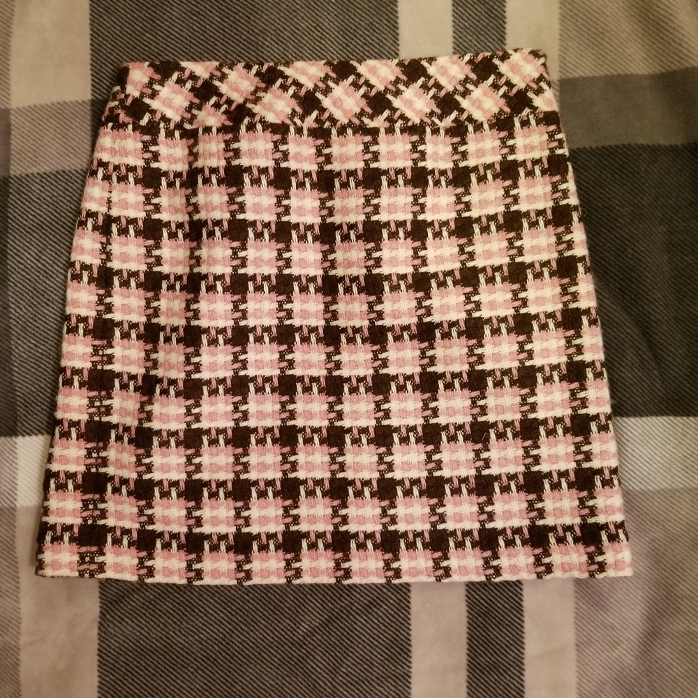 Ann Taylor Loft 4 midi skirt Pink/Brown/Cream NWOT